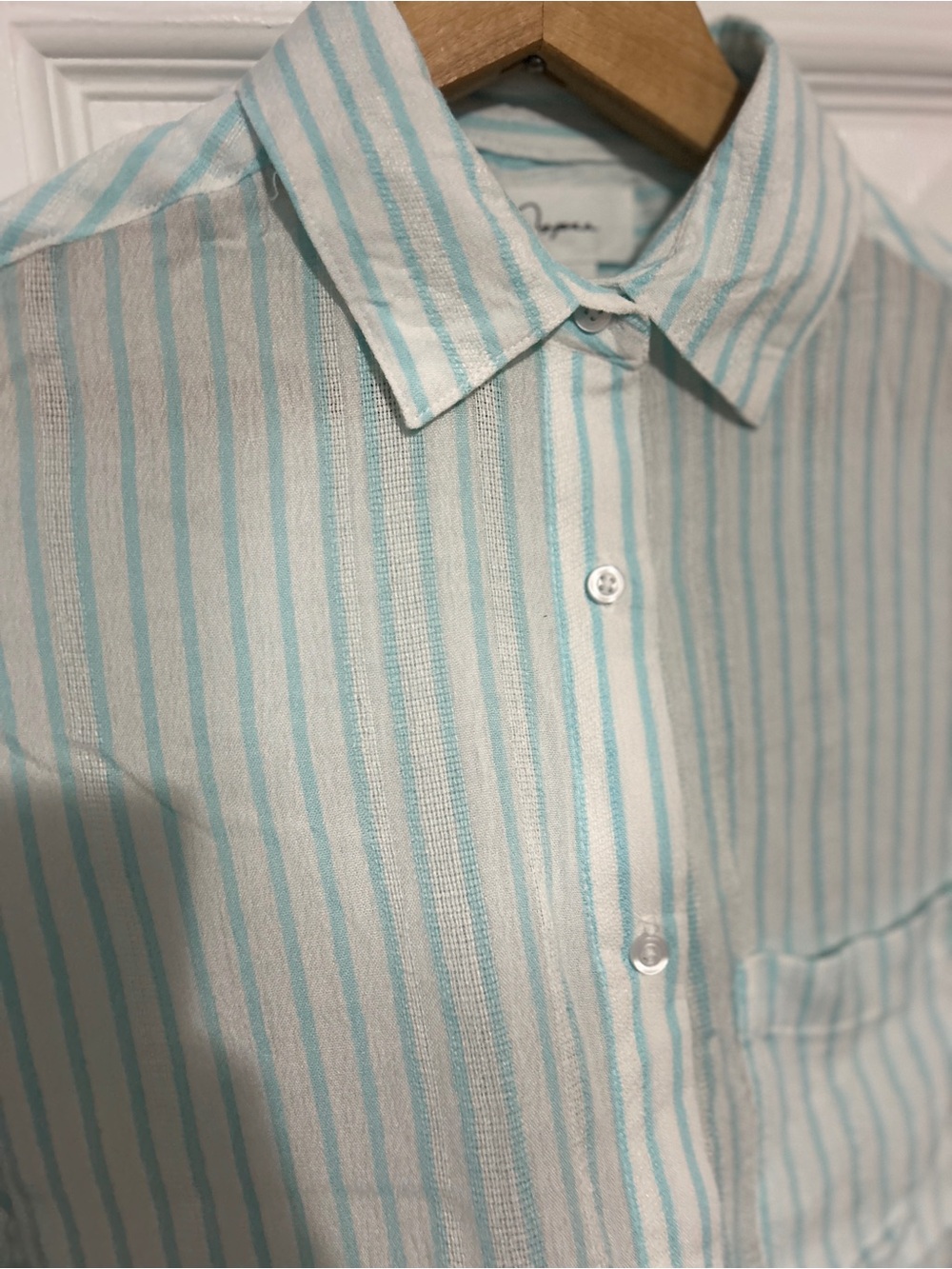 NWT 🩵Japna🤍 Soft Airy Striped Button-up Top / Shirt / Blouse • Small